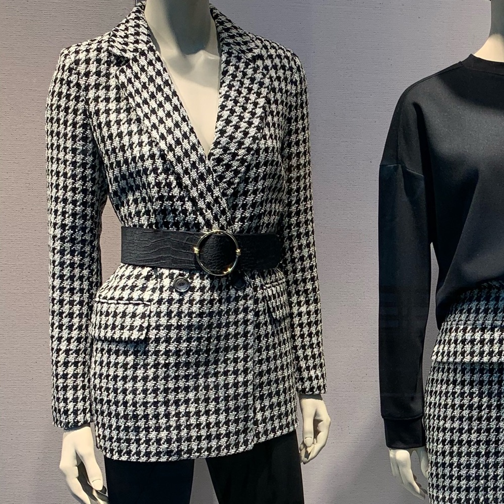 H&M black and white hounds tooth blazer